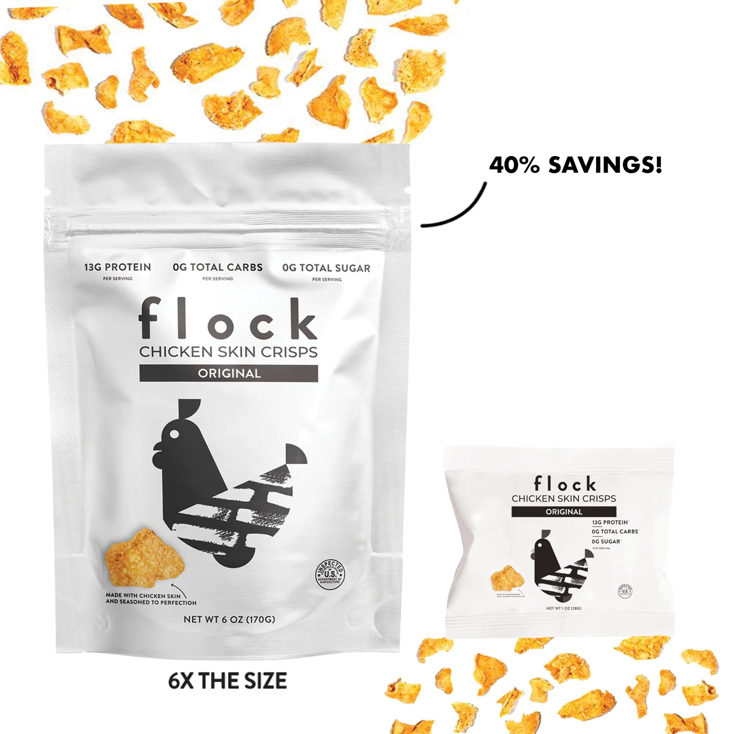 XXL Original Chicken Skin Crisps (6 OZ Bags) - Image 3