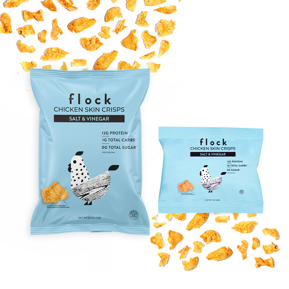 Salt & Vinegar XL Flock Chicken Skin Crisps (2.5 OZ Bags) - Image 3