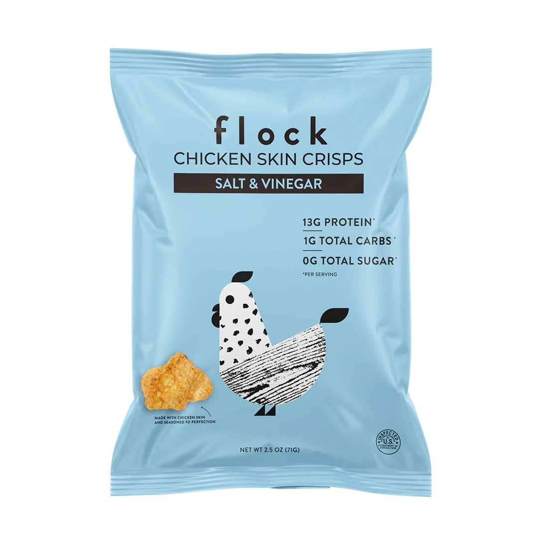 Salt & Vinegar XL Flock Chicken Skin Crisps (2.5 OZ Bags) - Image 5